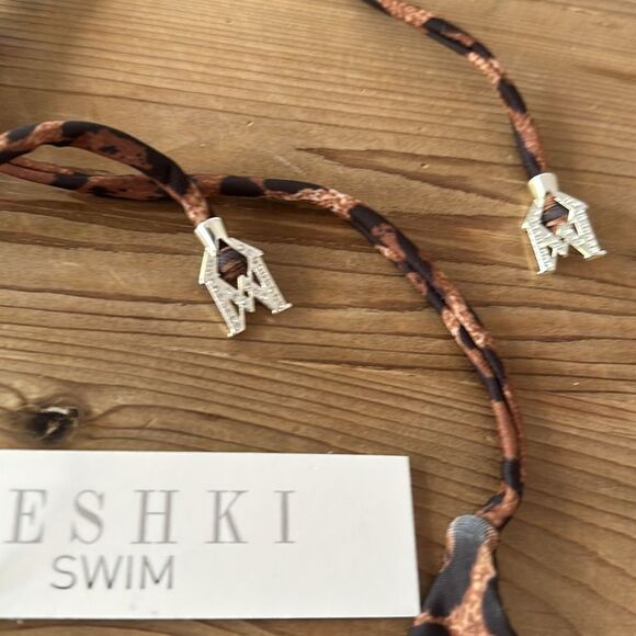 MESHKI Cosimo Tie up Logo Bikini Top Leopard NEW with tag - Picture 5 of 7